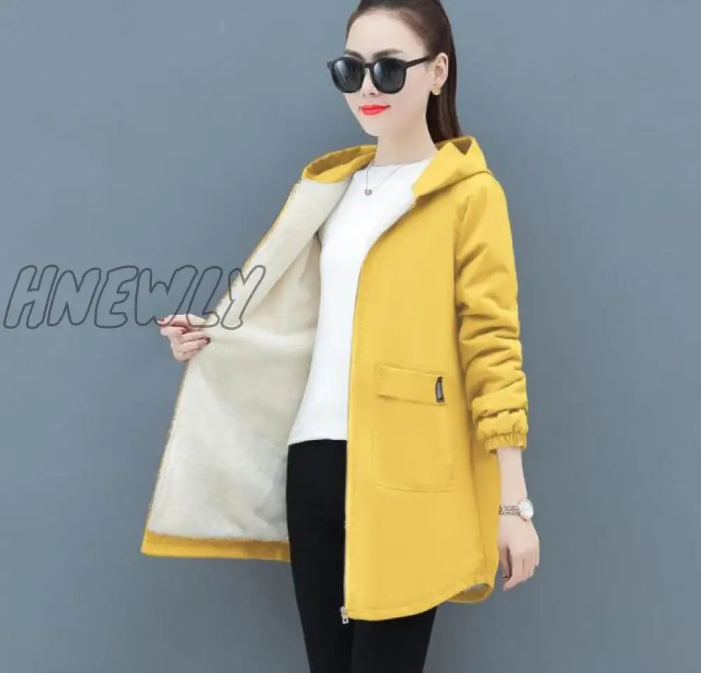 Hnewly Women Winter Coat New Korean Large Size Loose Hooded Jacket Autumn Casual Plus Velvet Female