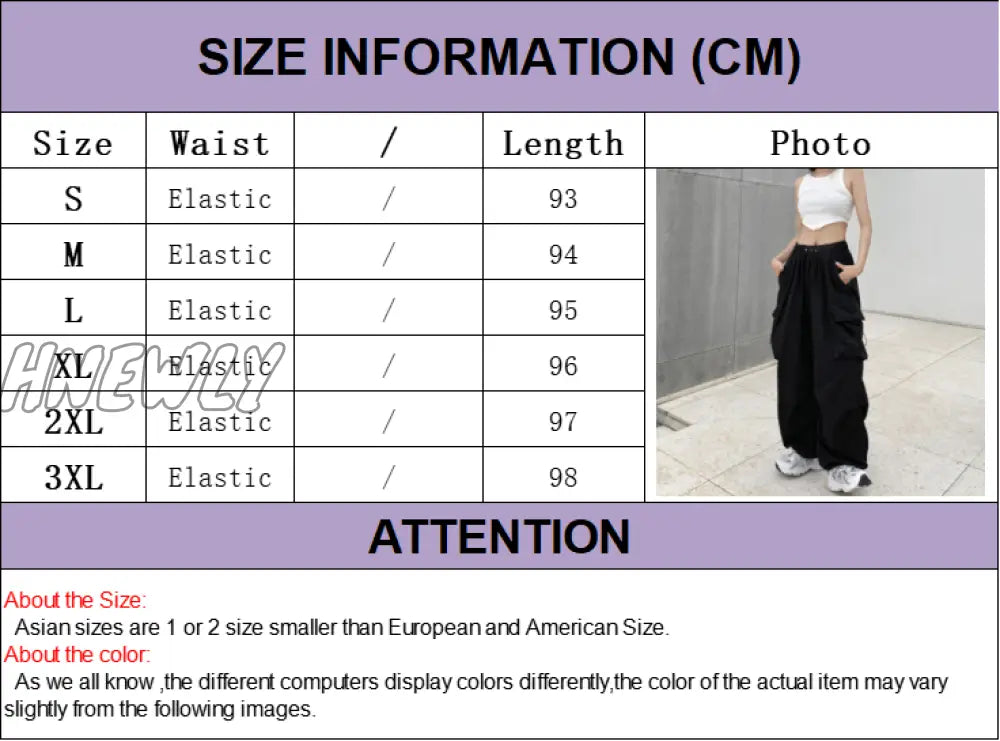 Hnewly Women Y2K Cargo Pants Casual Baggy Straight With Big Pockets Joggers Trousers Female Vintage