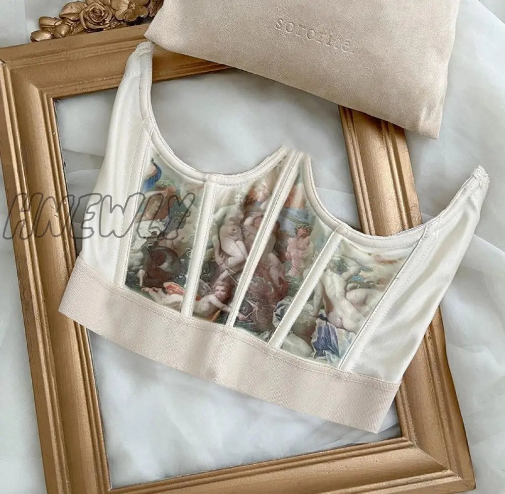 Hnewly Womens Cummerbunds Waist Corset Belt Oil Painting Print Chest Elegant Underbust Body Shaper