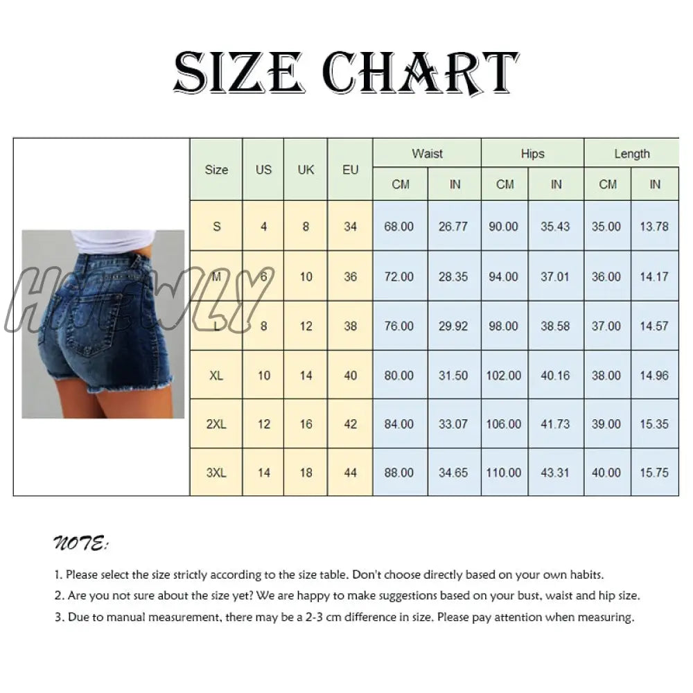 Hnewly Women’s Denim Shorts New Summer Lady Clothing High Waist Jeans Fringe Frayed Ripped Casual