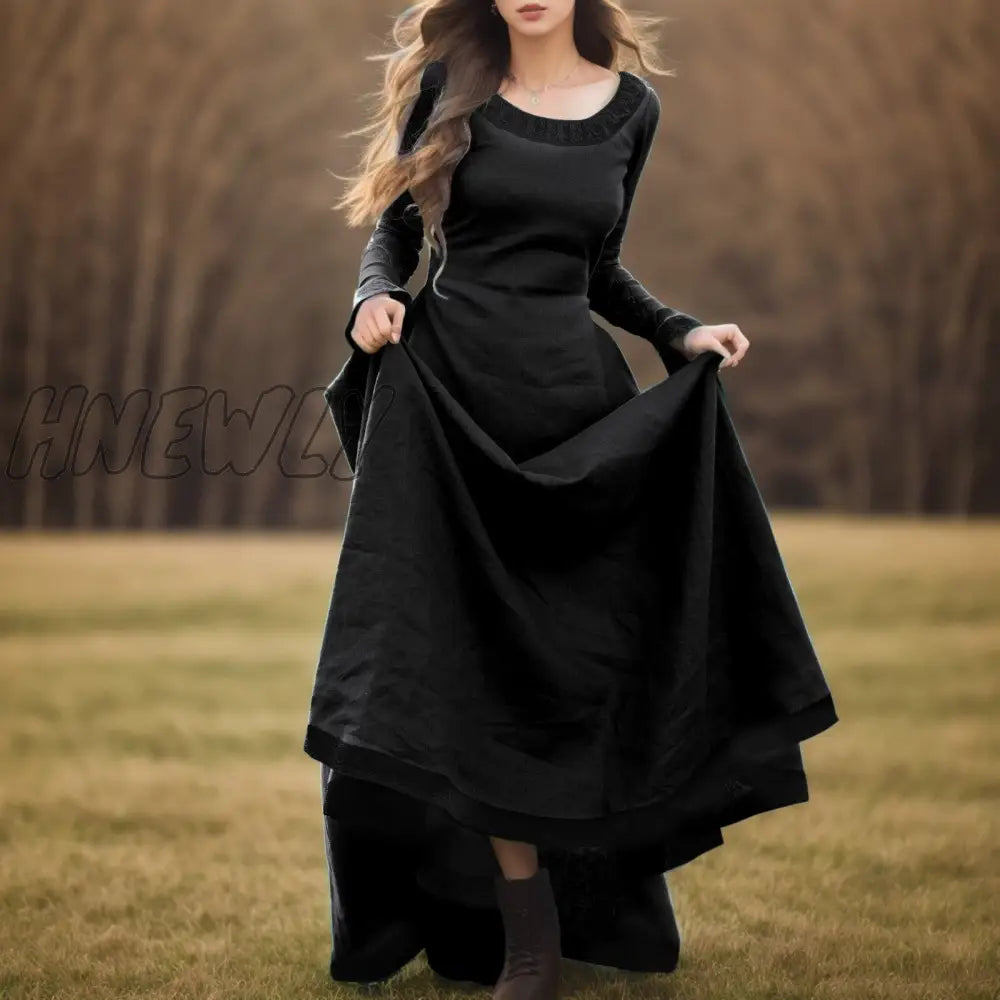 Hnewly Women’s Fashion Fairy Elf Dress Medieval Robe Retro Renaissance Viking Costume Fantasy
