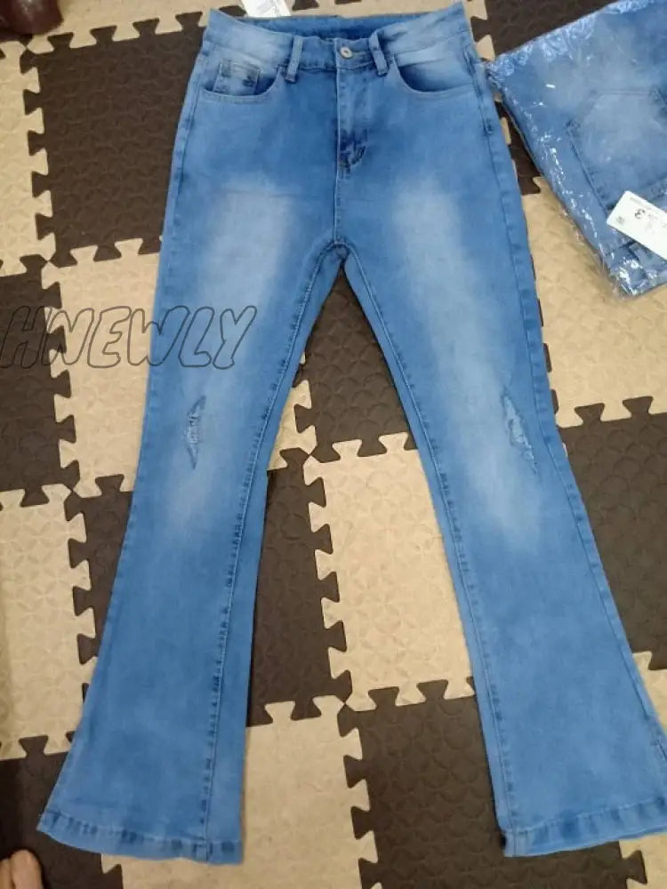 Hnewly Women’s High Waisted Jeans Skinny Ripped Boot Cut Denim Pants Sexy Push Up Flare Trousers