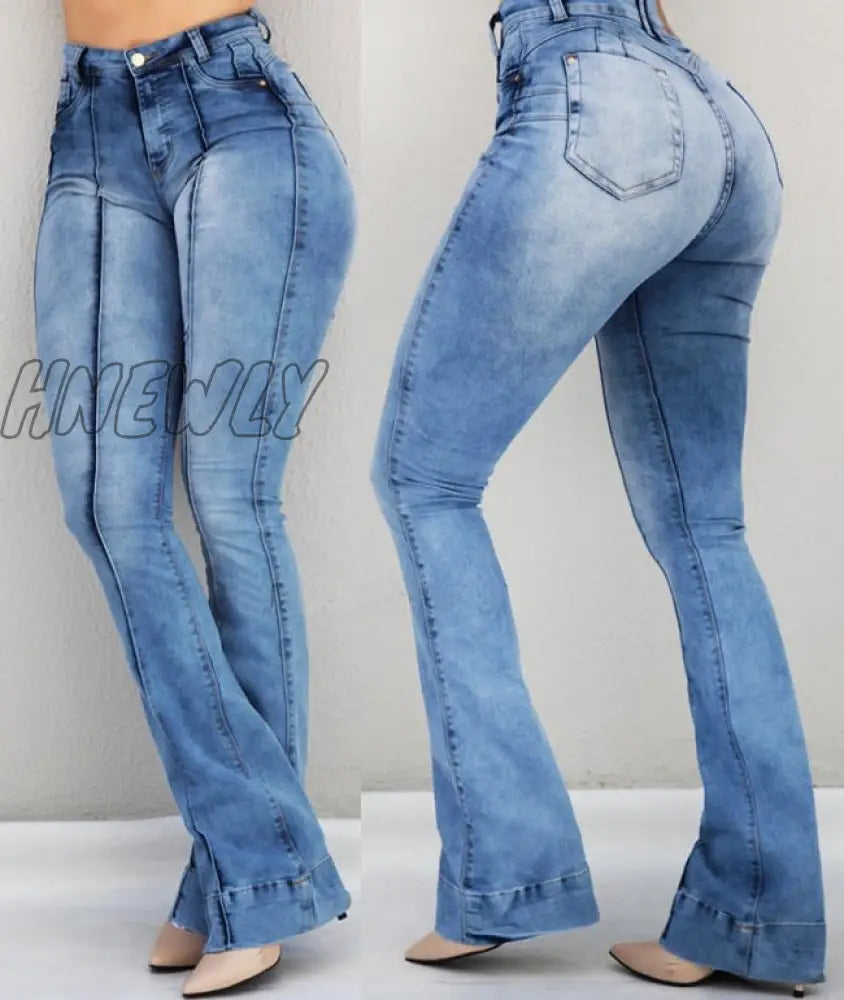 Hnewly Women’s High Waisted Jeans Skinny Ripped Boot Cut Denim Pants Sexy Push Up Flare Trousers