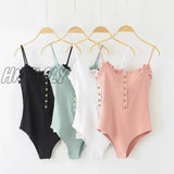 Hnewly Women’s Jumpsuit Romper Knitted Bodysuit Top Female Sexy Solid Knit Slim Pink Ropa Mujer