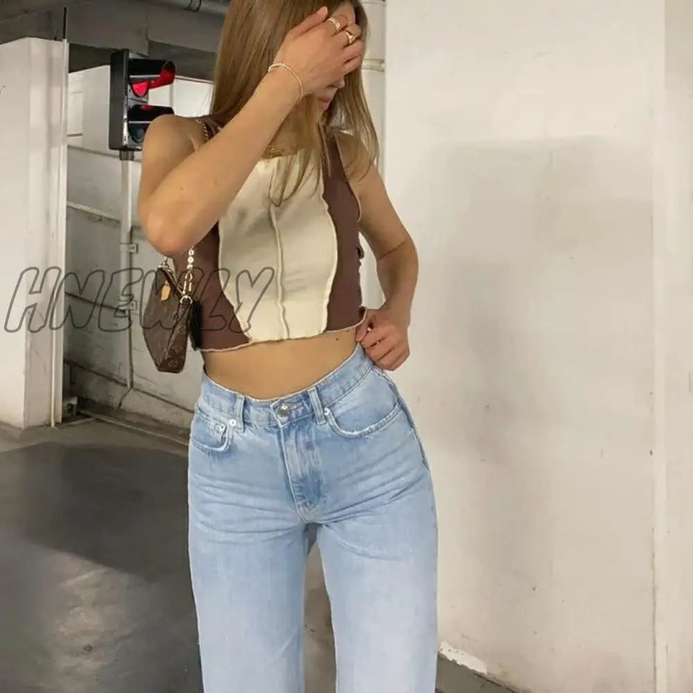 Hnewly Womens Loose Fit Jeans Ripped Wide Leg For Women High Waist Blue Wash Casual Cotton Denim