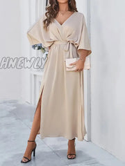 Hnewly Women’s Prom Dress Party Wedding Guest Long Maxi Blue Sleeveless Pure Color Layered Summer