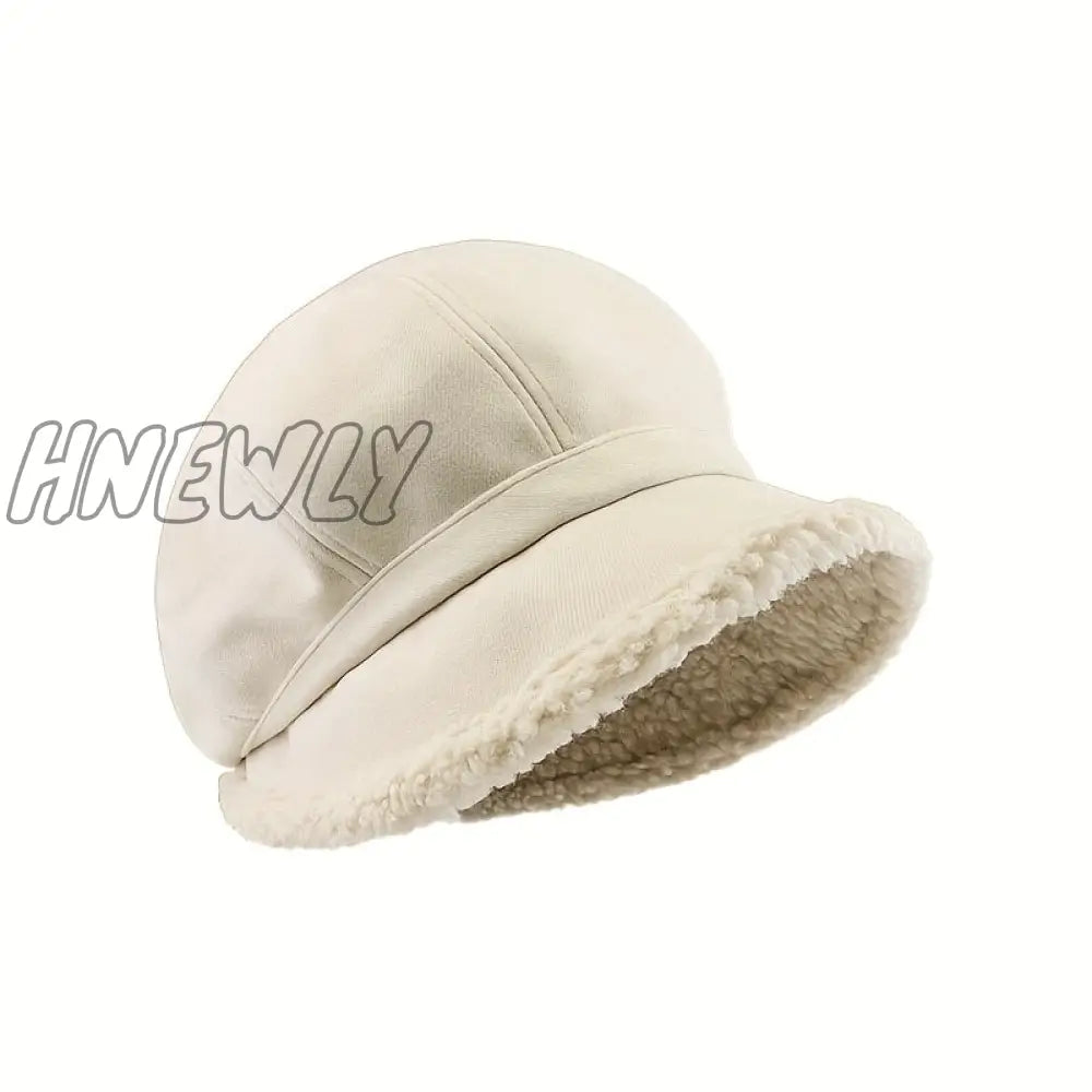 Hnewly Women’s Simple Solid Color Thickened Fisherman Hat Comfortable Ear Protection Casual