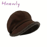 Hnewly Women’s Simple Solid Color Thickened Fisherman Hat Comfortable Ear Protection Casual