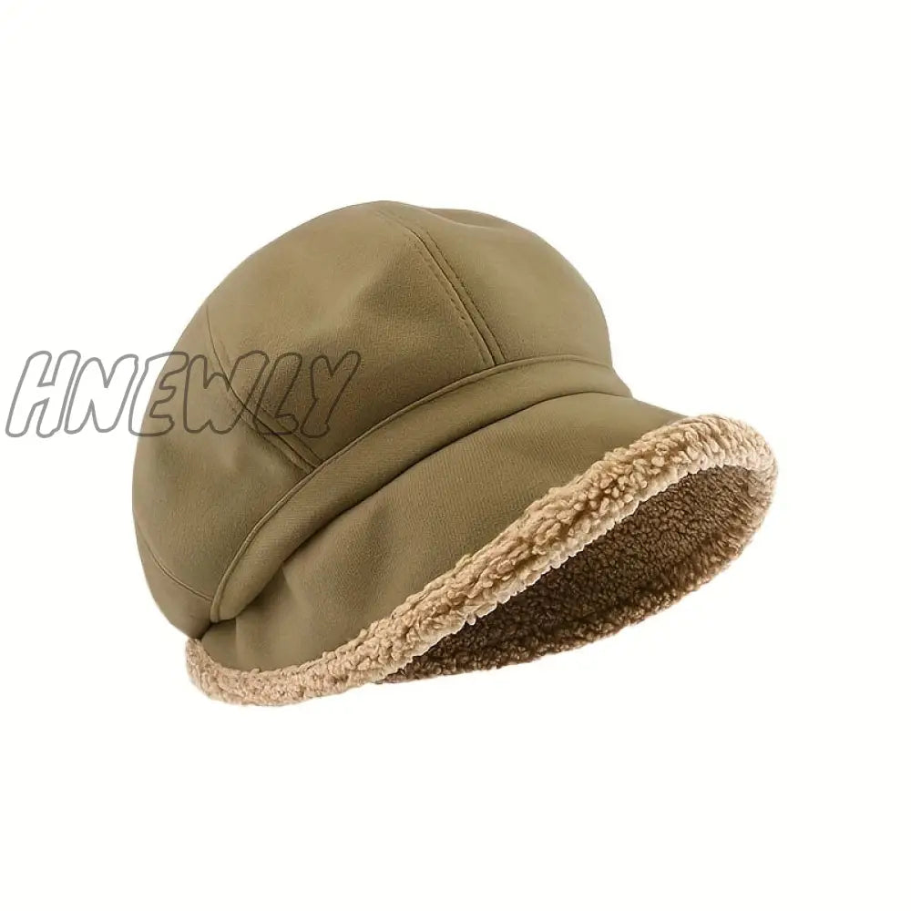 Hnewly Women’s Simple Solid Color Thickened Fisherman Hat Comfortable Ear Protection Casual