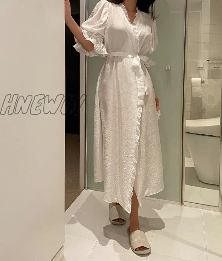 Hnewly Women’s Sleepwear Princess Robes Pajamas.ladies Girl’s Puff Sleeve Shower Spa Robe Night