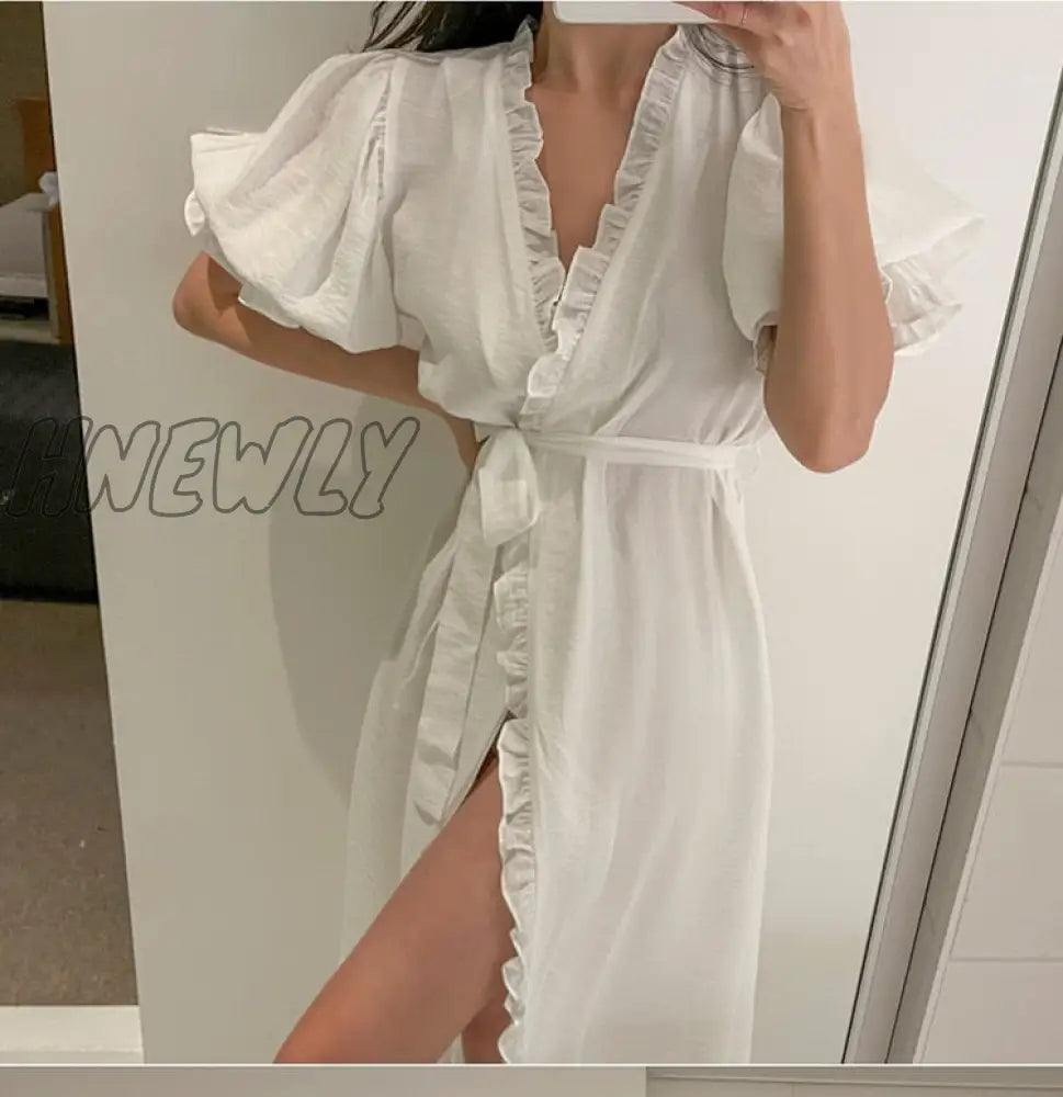 Hnewly Women’s Sleepwear Princess Robes Pajamas.ladies Girl’s Puff Sleeve Shower Spa Robe Night
