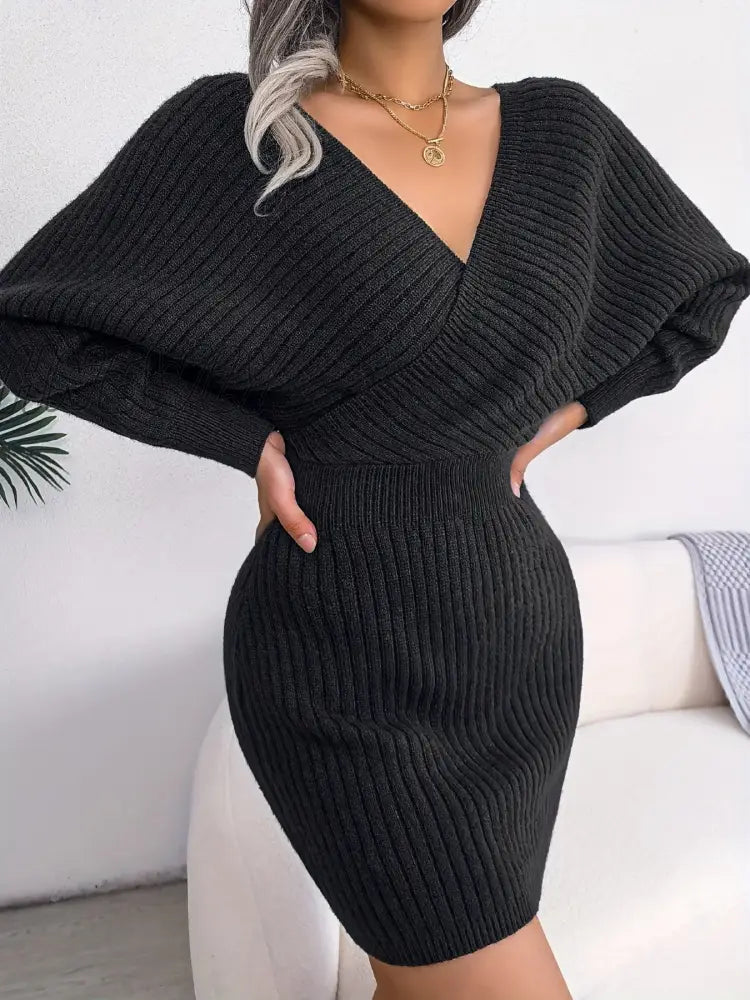 Hnewly Women’s Sweater Dress Long Sleeve Cocktail Dresses Wrap Knit Sexy
