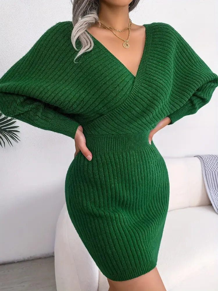Hnewly Women’s Sweater Dress Long Sleeve Cocktail Dresses Wrap Knit Sexy