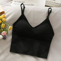 Hnewly Womens Tops Sexy Tank Top Women Built In Bra Solid Color Camis For Crop Off Shoulder