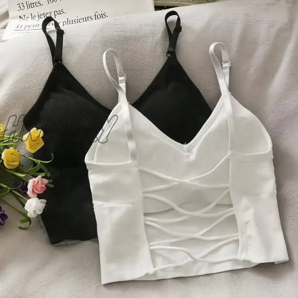 Hnewly Womens Tops Sexy Tank Top Women Built In Bra Solid Color Camis For Crop Off Shoulder