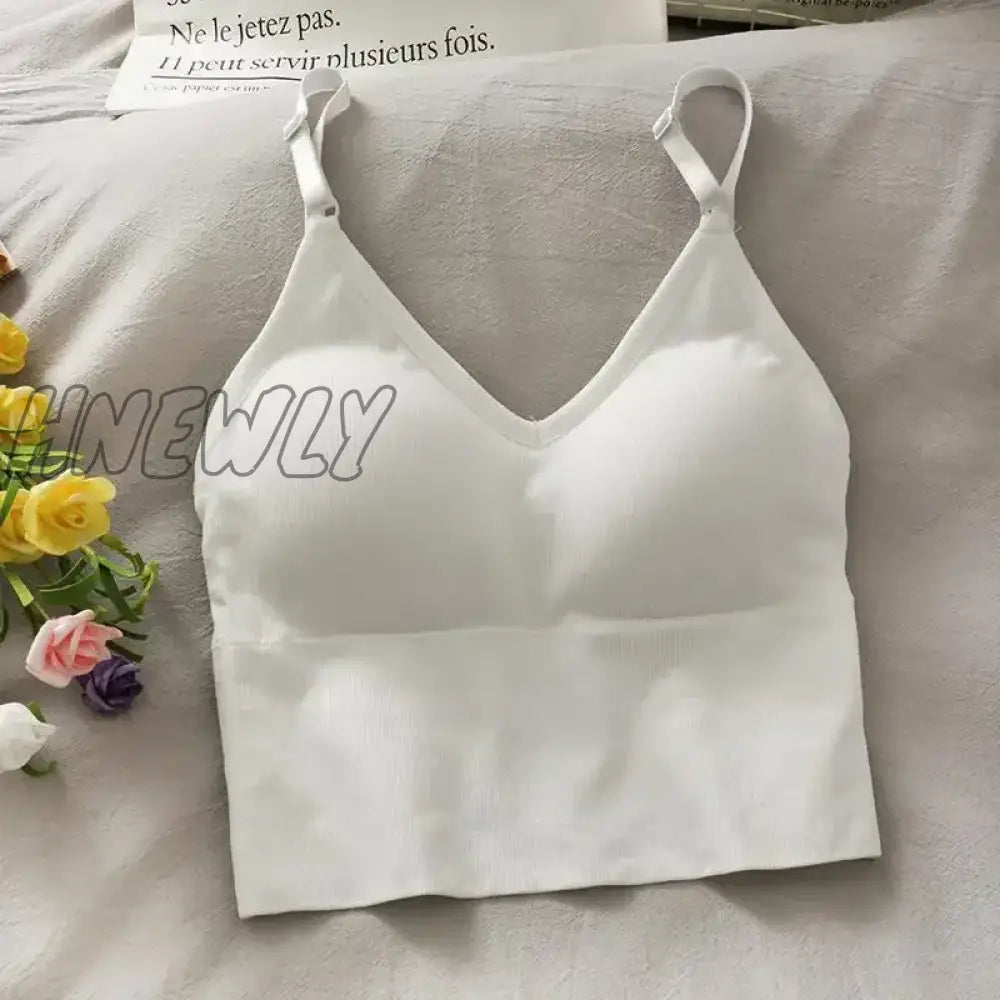 Hnewly Womens Tops Sexy Tank Top Women Built In Bra Solid Color Camis For Crop Off Shoulder