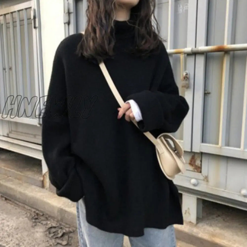 Hnewly Women’s Turtleneck Long Sleeve Sweater Knitted Green Casual Female Autumn Winter Jumper