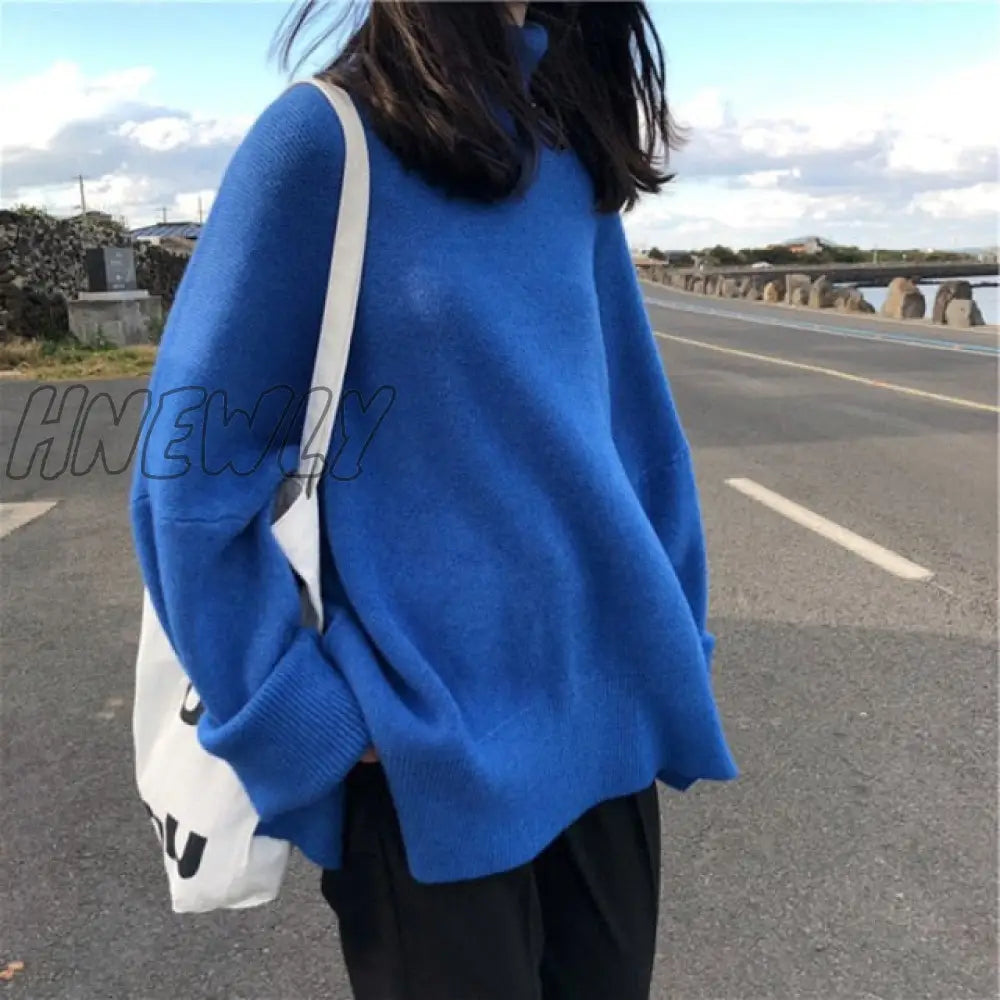 Hnewly Women’s Turtleneck Long Sleeve Sweater Knitted Green Casual Female Autumn Winter Jumper