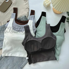 Hnewly Women’s Vest One-Piece No Steel Ring Cotton Chest Pad Wide Shoulder Sports Yoga Underwear