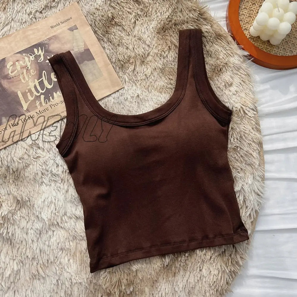 Hnewly Women’s Vest One-Piece No Steel Ring Cotton Chest Pad Wide Shoulder Sports Yoga Underwear
