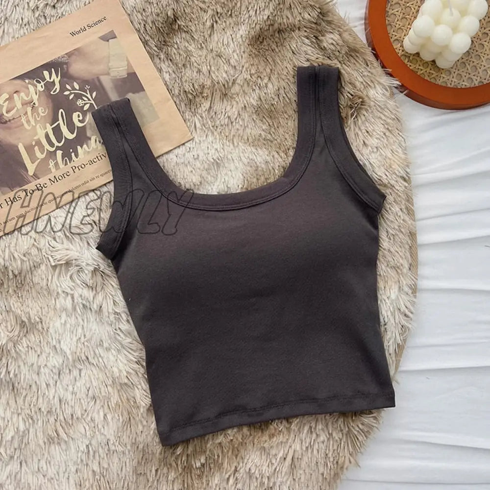 Hnewly Women’s Vest One-Piece No Steel Ring Cotton Chest Pad Wide Shoulder Sports Yoga Underwear