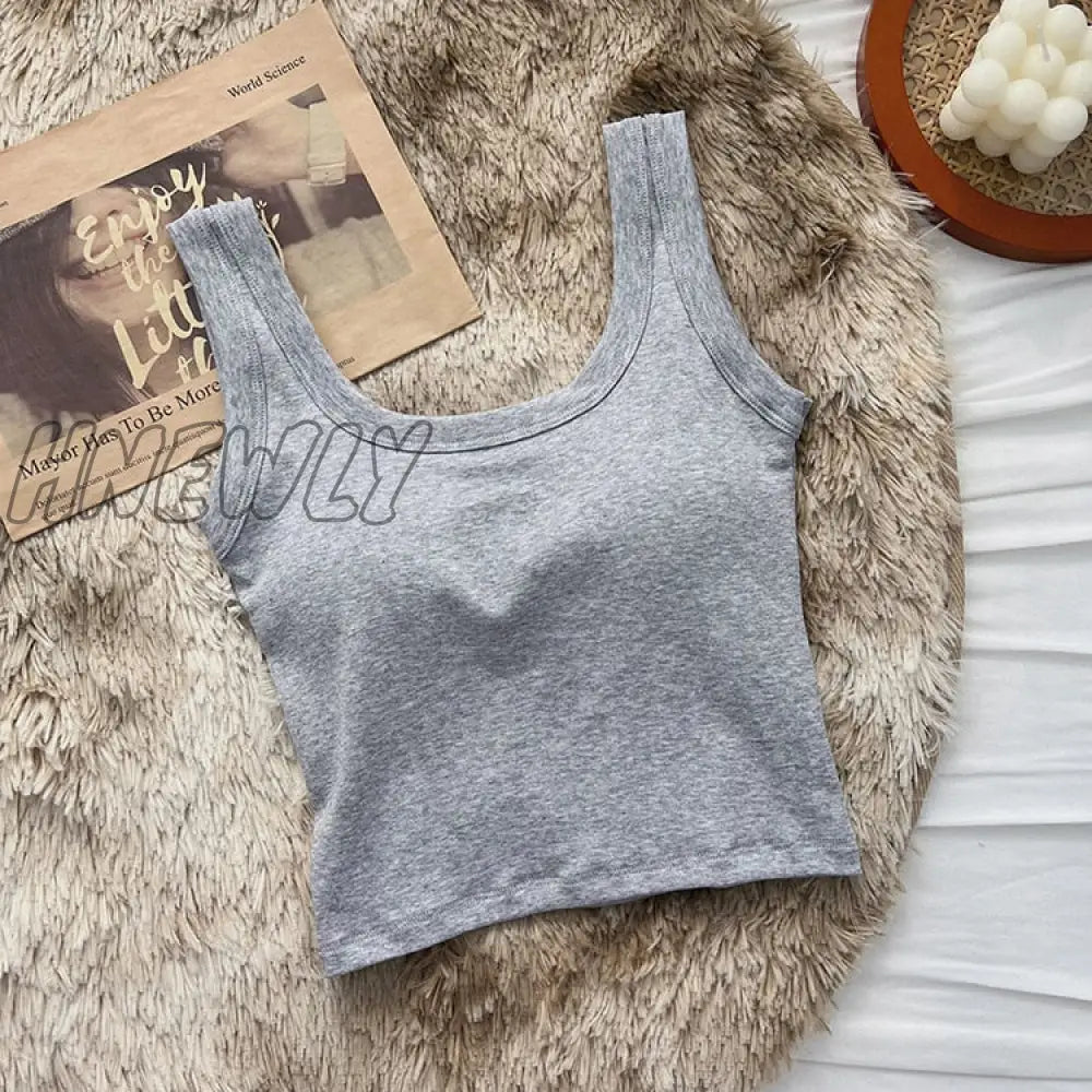 Hnewly Women’s Vest One-Piece No Steel Ring Cotton Chest Pad Wide Shoulder Sports Yoga Underwear
