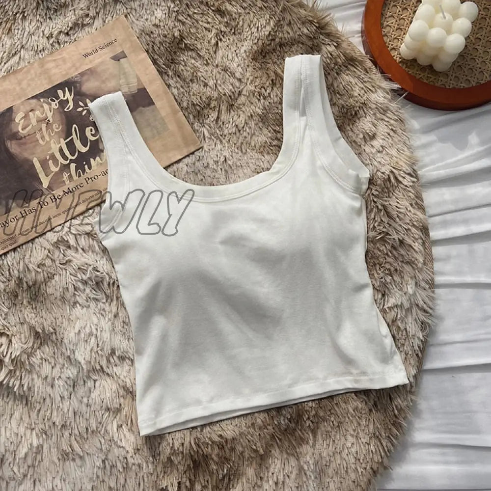 Hnewly Women’s Vest One-Piece No Steel Ring Cotton Chest Pad Wide Shoulder Sports Yoga Underwear