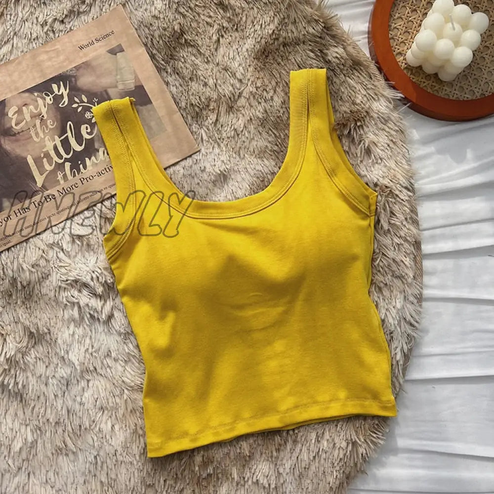 Hnewly Women’s Vest One-Piece No Steel Ring Cotton Chest Pad Wide Shoulder Sports Yoga Underwear