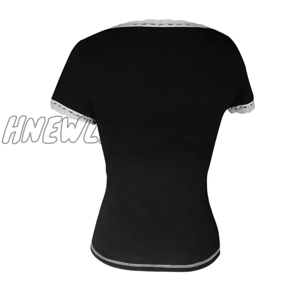 Hnewly Womens Y2K Short Sleeve T-Shirt Summer Vintage Crop Tops Crewneck Fairy Grunge Tee Aesthetic