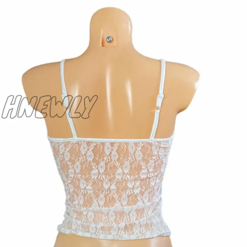 Hnewly Women’s Y2K Vintage Basic Floral Lace Camisole Casual Summer Sheer See-Through Sleeveless
