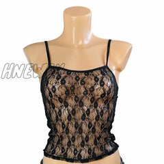 Hnewly Women’s Y2K Vintage Basic Floral Lace Camisole Casual Summer Sheer See-Through Sleeveless