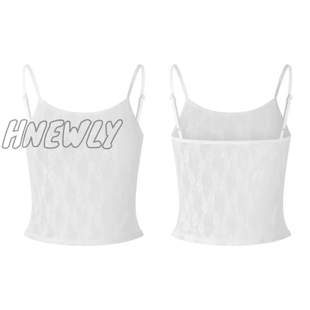Hnewly Women’s Y2K Vintage Basic Floral Lace Camisole Casual Summer Sheer See-Through Sleeveless