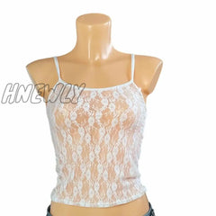 Hnewly Women’s Y2K Vintage Basic Floral Lace Camisole Casual Summer Sheer See-Through Sleeveless