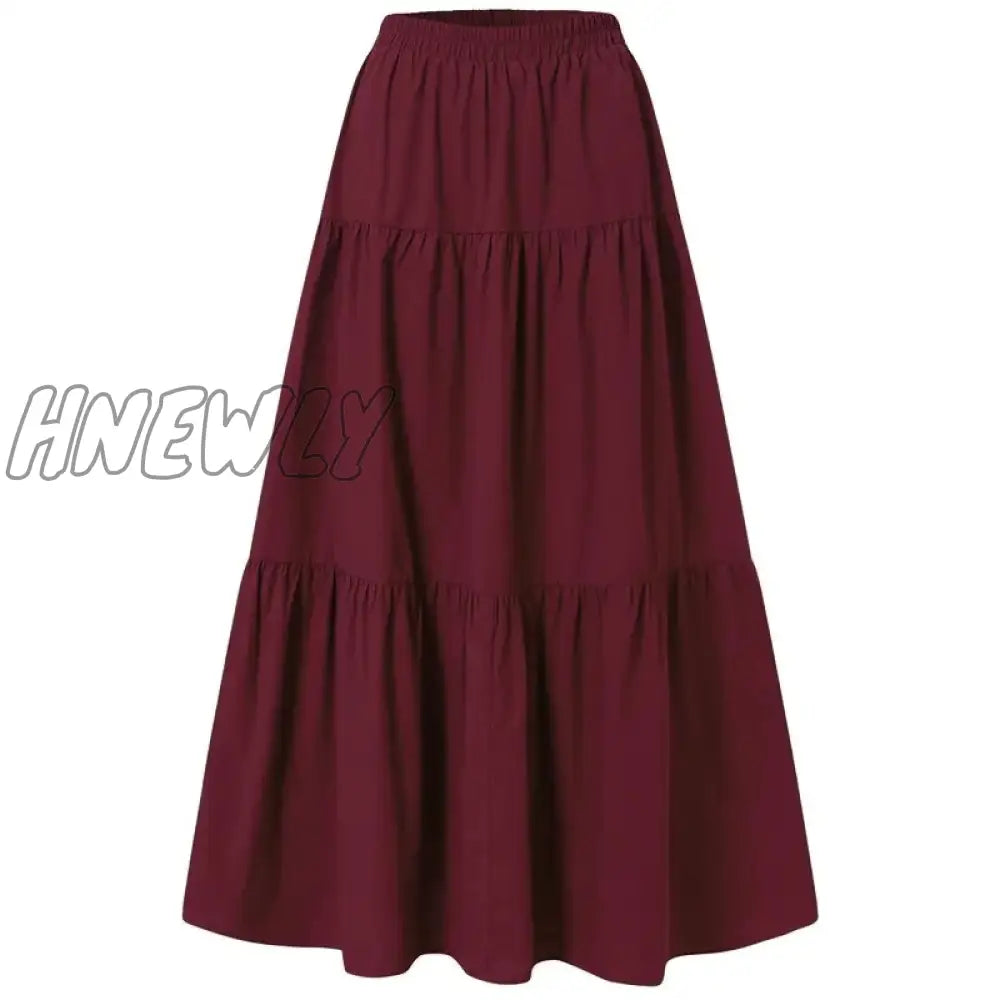 Hnewly Y2K Aesthetic Fairycore Vintage Pleated Skirt Korean Fashion Harajuku Grunge High Waist Long