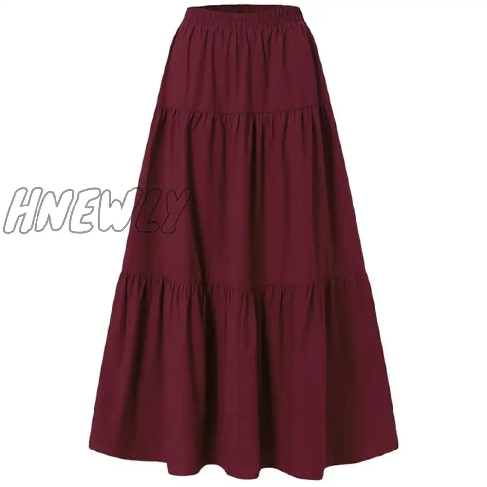 Hnewly Y2K Aesthetic Fairycore Vintage Pleated Skirt Korean Fashion Harajuku Grunge High Waist Long