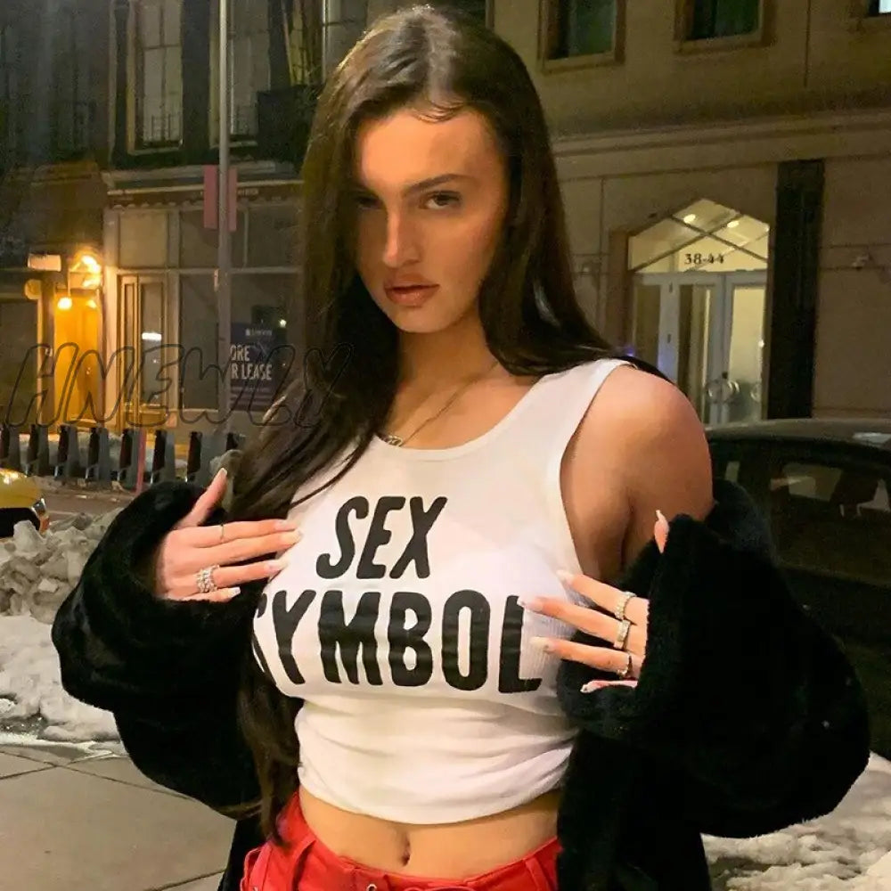 Hnewly Y2K Aesthetics Letter Print Baby Tees 2000S Streetwear Patchwork O-Neck Short Sleeve Summer