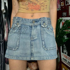 Hnewly Y2K Preppy Retro Jeans Mini Skirt Korean Fashion High Waist Denim Pencil Chic Women Harajuku