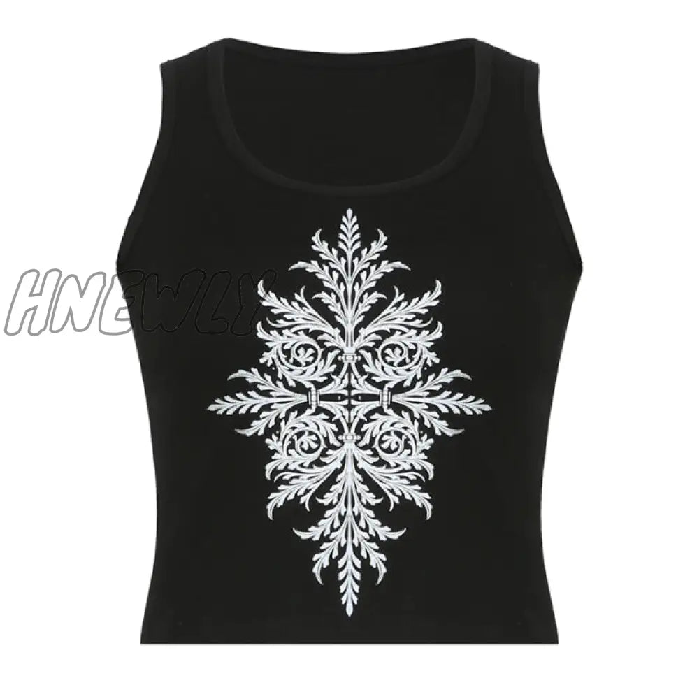 Hnewly Y2K Printed Crop Top Knitted Diamonds Kawaii Grunge Tank Tops Fairycore Sleeveless Sweats