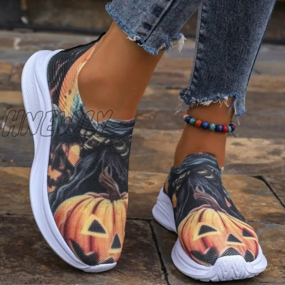 Hnewly - Yellow Casual Sportswear Daily Patchwork Printing Round Comfortable Shoes Shoes Sneakers