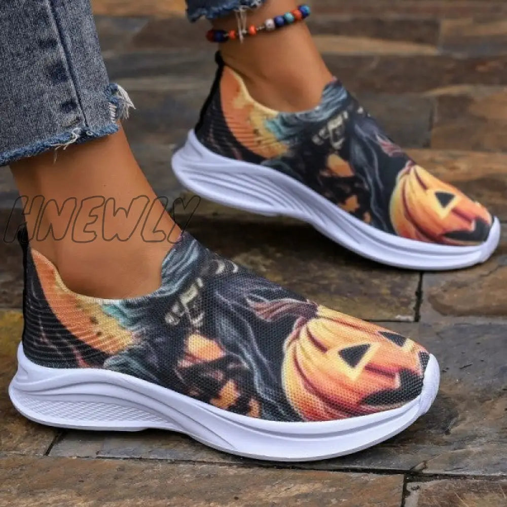 Hnewly - Yellow Casual Sportswear Daily Patchwork Printing Round Comfortable Shoes Shoes Sneakers