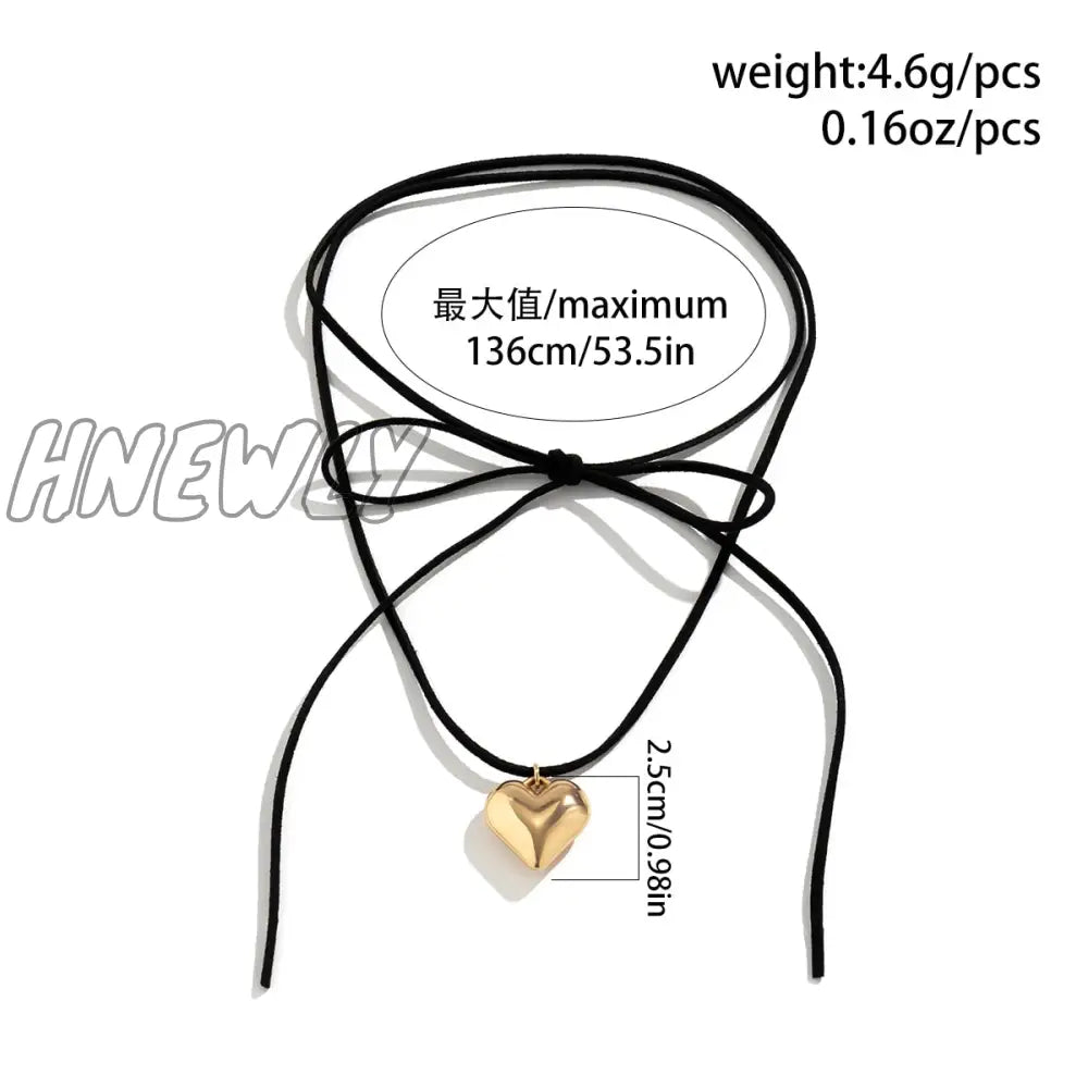 Ingemark Elegant Goth Love Heart Pendant Necklace For Women Collares Wed Bridal Knotted Bowknot
