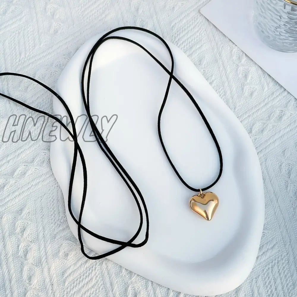 Ingemark Elegant Goth Love Heart Pendant Necklace For Women Collares Wed Bridal Knotted Bowknot