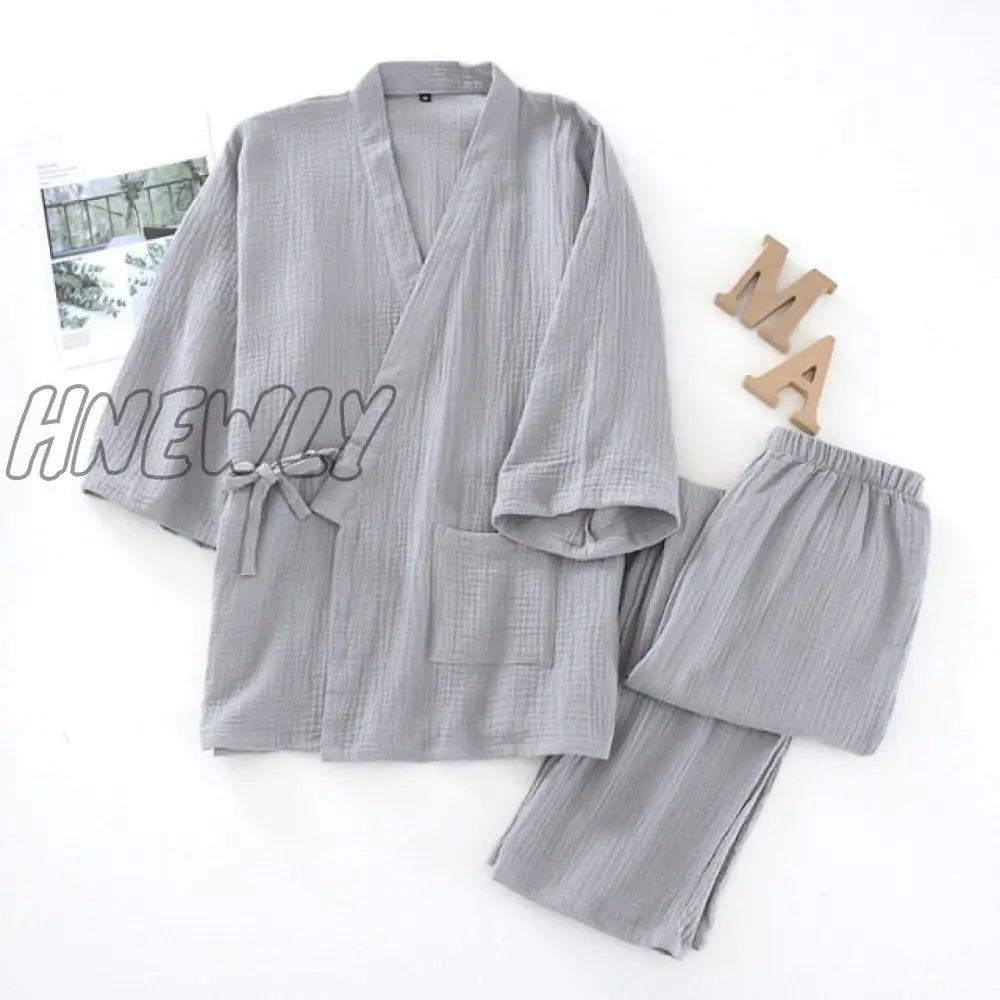 Japanese Kimono Set 100% Cotton Pajamas Two - Piece Couple Yukata Loose Men’s And Women’s Sweat