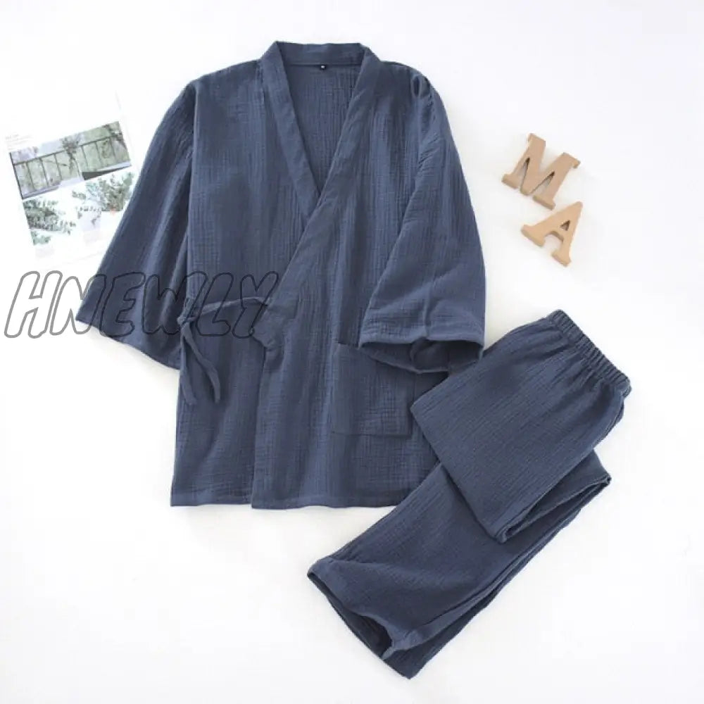 Japanese Kimono Set 100% Cotton Pajamas Two - Piece Couple Yukata Loose Men’s And Women’s Sweat