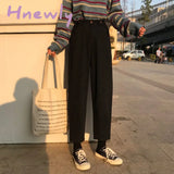 Jeans Womens Plus Size Solid High Waist Ulzzang Harajuku Korean Style Vintage Fashionable Females Trousers Pockets Simple Chic