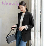 New Autumn Fashion Blazer Jacket Women Casual Korean Pockets Long Sleeve Coat Office Ladies Solid