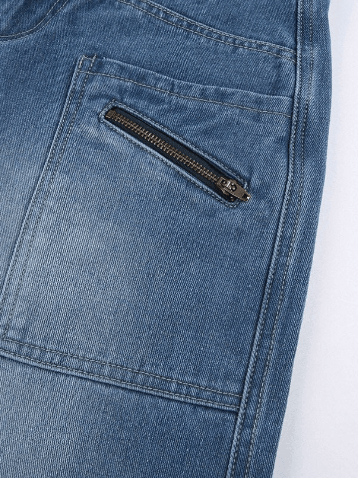 Hnewly - Patchwork Blue Wash Baggy Cargo Jeans Hnewly
