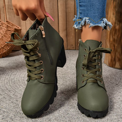 Hnewly Slip on Cutout Ankle Boots Chunky Stacked Heel Western Booties