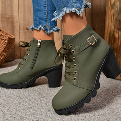 Hnewly Slip on Cutout Ankle Boots Chunky Stacked Heel Western Booties