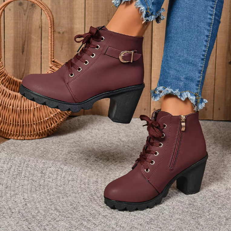 Hnewly Slip on Cutout Ankle Boots Chunky Stacked Heel Western Booties